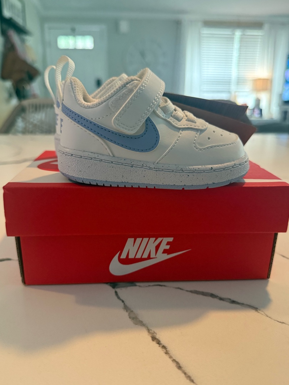 Nike Court Borough Low Recraft TD 4C White Blue Toddler Sneakers NWT DV5458-103